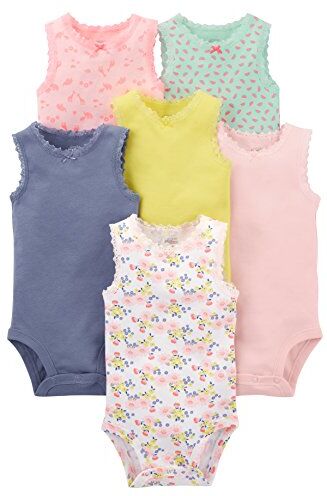 Simple Joys by Carter's 6-Pack Sleevless Bodysuit Infant-And-Toddler-Bodysuits, Multicolore/Animali della Foresta/Floreale/Frutta, Prematuro (Pacco da 6) Unisex-Bimbi