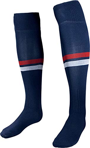 HS S13 Passion, Calzettoni Calcio Unisex Bimbi, Bianco/Blu Navy/Rosso, 1