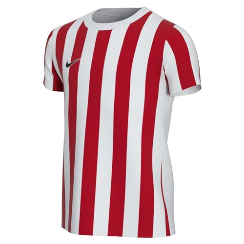 Nike Striped Division IV Jersey Maglia a Maniche Corte da Bambino, Unisex Bambini, , Bianco/Rosso/Nero., 7-8 Anni