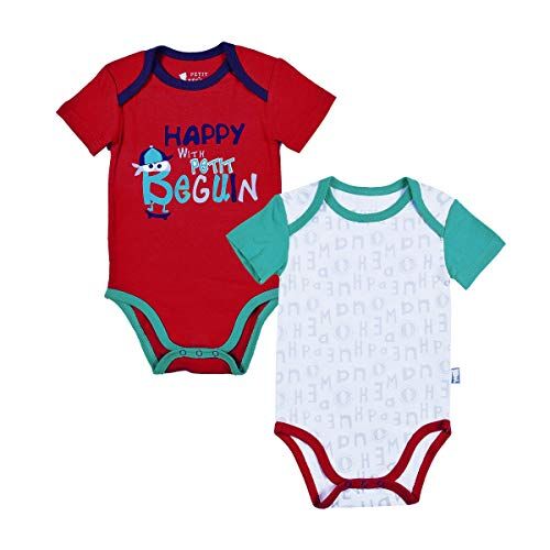 Petit Béguin Set di 2 body a maniche corte Bambino Ragazzo Holidays – Taglia – 6 mesi (68 cm)