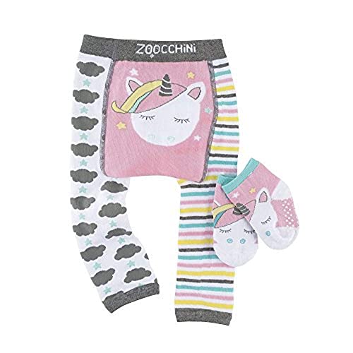 Zoocchini Set Leggings e Calzini Anti-scivolo bebè 6-12 mesi