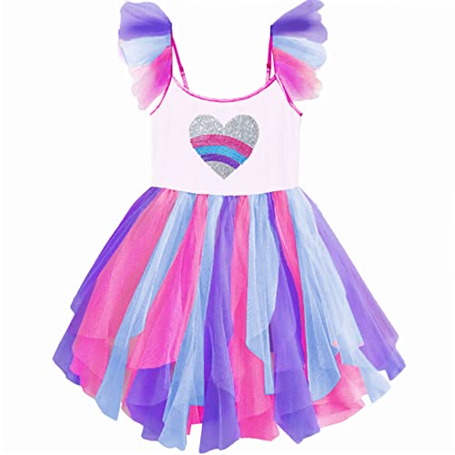 VIKITA Vestito Cotone Stampa Principessa Tulle Tutu Festa di Compleanno Abito Bambina Sh4861 7-8 Anni