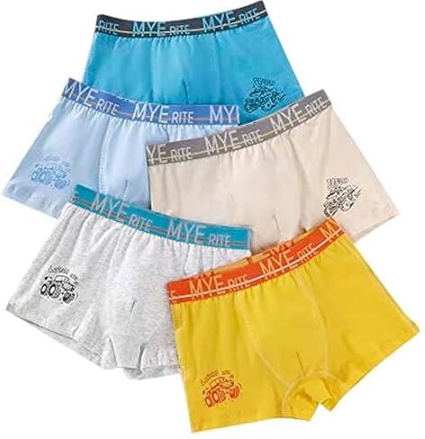 CM-Kid Boxer per Ragazzi Set 5 Pezzi, Biancheria Intima per Bambini in Cotone da 6 a 7 Anni