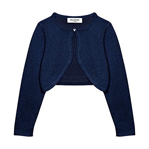 Bolerose Ragazze Manica Lunga Scintillante Bolero Bambini Caridgan (Blu Mezzanotte, 3-4 Anni)