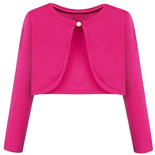 BONNY BILLY Cardigan Bambina Elegante Corto Cotone Bolero Coprispalle Ragazza Manica Lunga 3-4 Anni Rosa