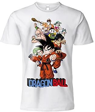 Sabor srl T Shirt Modello Dragonball Personaggi Saga. Bianca. Maniche Corte. 100% Cotone. Unisex. Prodotto ufficiale. Taglie da Bambino Adulto e Ragazzo (M)