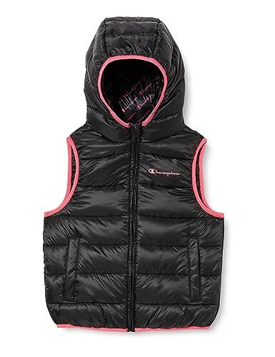 Champion Legacy Outdoor K-Light WR S-L Hooded Gilet imbotito, Nero/Rosa, 15-16 Anni Bambini e Ragazzi