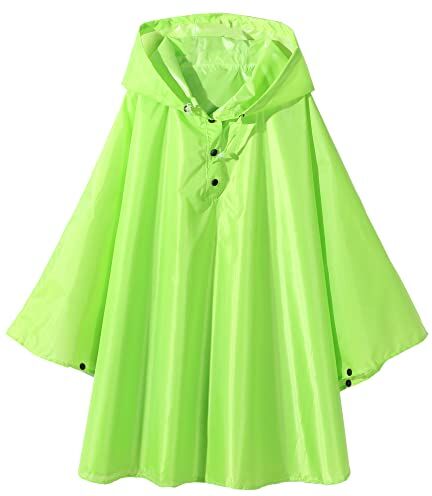 QIKADO Poncho Impermeabile Bambina Unisex con Capouccio Leggero Traspirante Antipioggia A Prova di Vento Verde/L