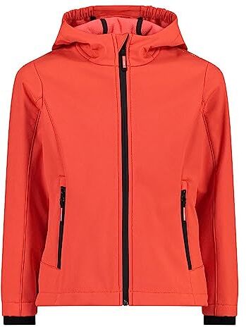 CMP Giacca in Softshell da bambini con cappuccio fisso, Papavero, 176