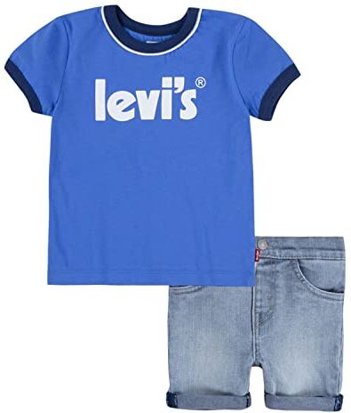 Levis Lvb Ringer Tee And Short Set Bimbo, Blu Palazzo, 6 Mesi