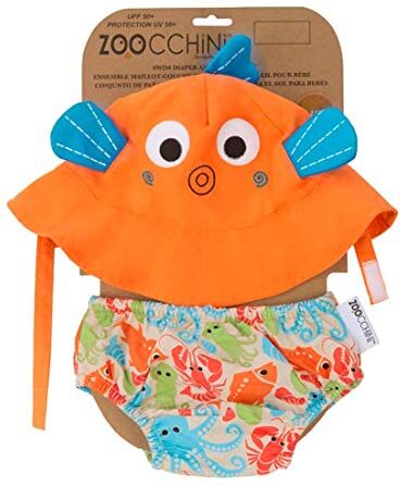 Zoocchini Costumino Contenitivo e Cappellino Lavabile, Impermeabile, Protezione UPF 50+, 3-6 mesi