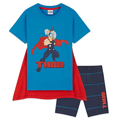 Marvel Avengers Pigiama Bambino Pigiama Spiderman Black Panther Captain America Pigiama Corto Bambino Estivo in Maniche Corte e Pantaloncini Gadget Ufficiale (Blu Thor, 11-12 Anni)