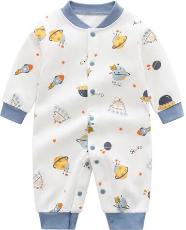 Minizone Bambino Pigiama, Neonato Pagliaccetto in Cotone Ragazzi Tutina Fumetto Outfits 0-3 Mesi, Pianeta