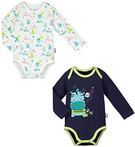 Petit Béguin Set di 2 body a maniche lunghe per bambino Tropic Boy, taglia 3 mesi (62 cm)