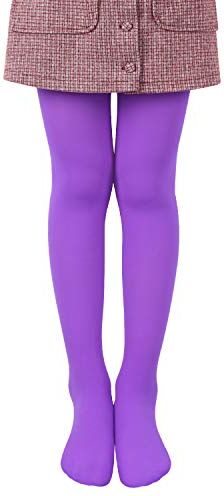 L&K-II Collant per bambini collant estivi di danza classica con piede Calze morbide e comode Collant elastici di diversi colori 27251 (98-104, Viola)