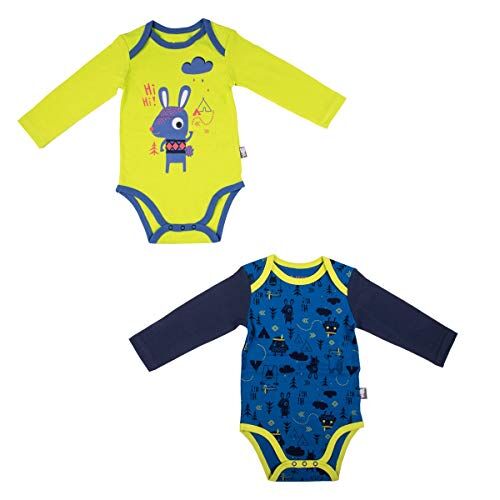 Petit Béguin Set di 2 body Bambino Ragazzo Maniche Lunghe Funny Rabbit – Taglia – 12 mesi (80 cm)