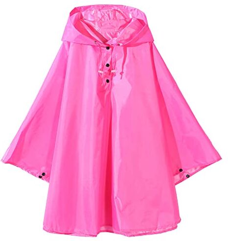 QIKADO Tuta Antipioggia Bambina Leggera e Resistente Poncho Impermeabile con Borsa Portatile Rosa/L