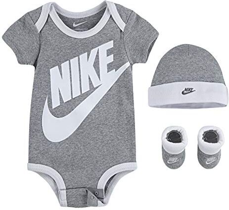 Nike Hat, Bodysuit And Bootie Three Piece Set Calzini, Abbigliamento Sportivo Grigio, 0-6 Mesi Bimbo