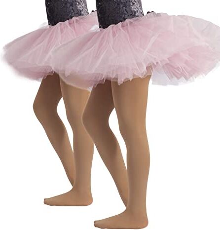 CALZITALY PACK 1/2 Collant Danza Bambina   Calze Ballet Bimba   40 Den   da 4 a 14 anni   Rosa, Nero, Naturale, Bianco (6 anni, 2 Paia Skin)