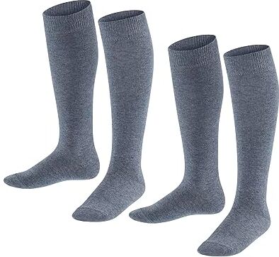 Esprit Foot Logo 2-Pack K KH cotone al ginocchio tinta unita confezione di 2 paia, Calzini lunghi Unisex Bambini, Grigio (Light Grey Melange 3390) nuovo ecologico, 23-26