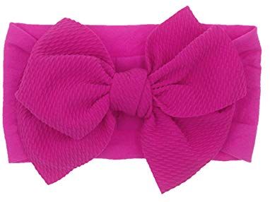 FASLOLSDP Fascia per capelli con fiocco per bambini, 1 copricapo elasticizzato, accessorio per ragazze, fascia elastica per bambini (rosa caldo, taglia unica)