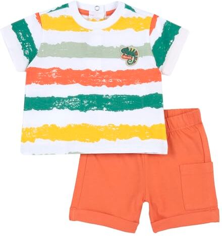 Chicco , Completo Neonato con T-shirt e Pantaloncini Corti, con Apertura sulla Schiena con Bottoncini, con Grafiche Moderne e alla Moda, in Cotone, Lavabile in Lavatrice, 0-24 Mesi, Designed in Italy