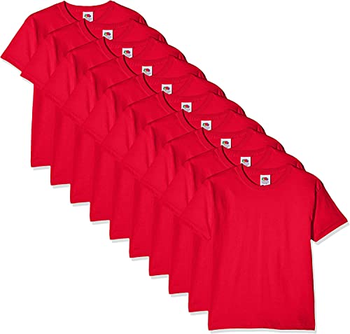 Fruit of the Loom Kids 10 Pack T-Shirt, Rosso, 7-8 Anni (Pacco da 10) Bambino