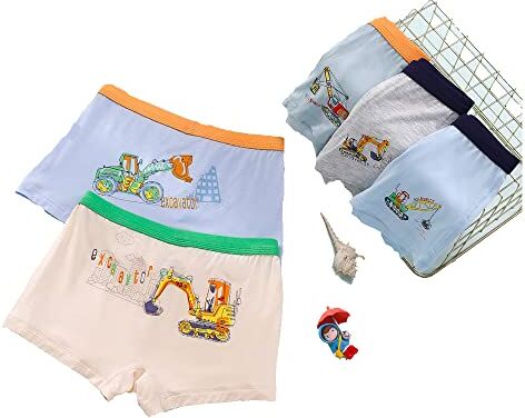 CM-Kid Boxer per Ragazzi Set 5 Pezzi, Biancheria Intima per Bambini in Cotone da 8 a 9 Anni