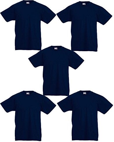 Fruit of the Loom , Maglietta da ragazzo, 61-019-0, confezione da 5, Blu navy, 14-15 Anni