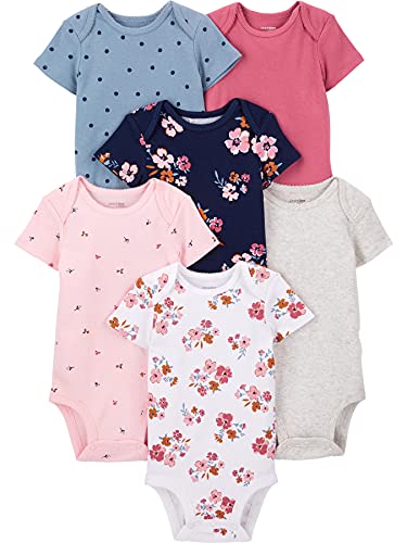 Simple Joys by Carter's 6-Pack Short-Sleeve Bodysuit Body, Multicolore/A Pallini/Floreale/Motivo Floreale Piccolo/Tropicale, 0-3 Mesi (Pacco da 6) Bimba