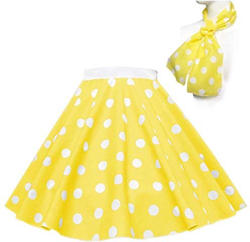 Mums Essentials Gonna a pois da bambina, tipo Rock n Roll, stile anni ‘50-‘60 blu Yellow & white spot