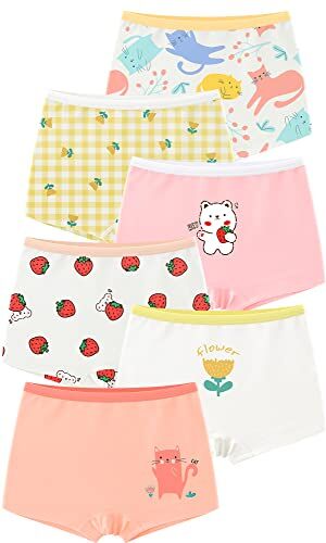 LeQeZe 6 Pezzi Mutandine Bambina Ragazza per Bambini Mutande di Cotone Ragazze 2-11 Anni (Mixed Color 5, 6-7 Anni)