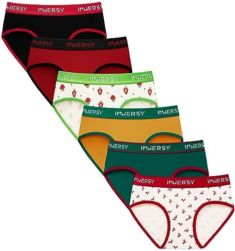 INNERSY Mutande Ragazza Cotone Slip Bambina 8-16 Anni Mutandine Sportive Intimo Adolescenti 6 Set (12-14 Anni, Multicolore Brillante)