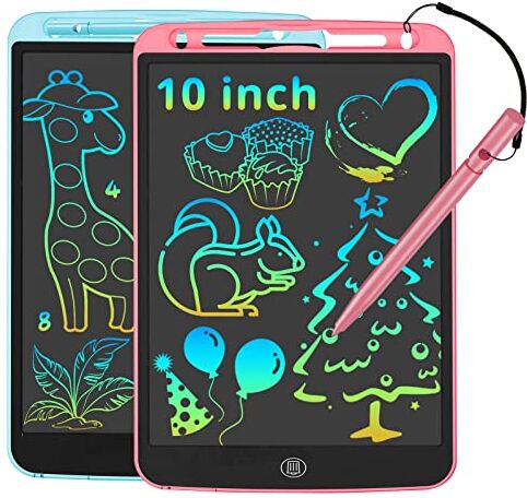 JOEAIS Tavoletta Grafica LCD Confezione Da 2, Tablet Disegno Da 10 Pollici Per Bambini Con Stilo Lanyard, Scarabocchio Giocattolo Didattico, Regali Perfetti Per Ragazzi E Ragazze (Rosa+Blu)