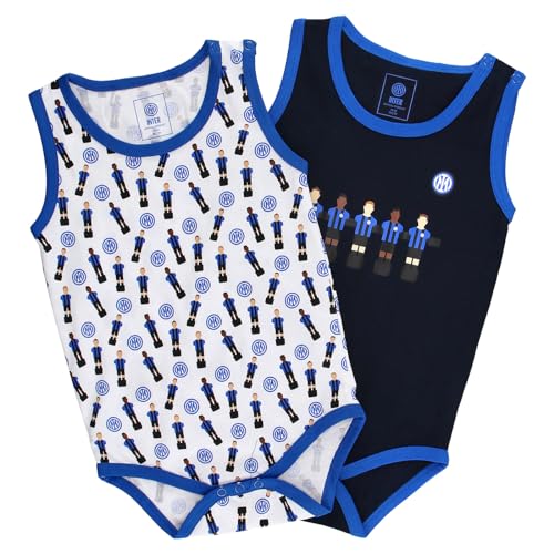 Inter Set di 2 body smanicati, neonato 0-24 mesi, Unisex, 100% cotone