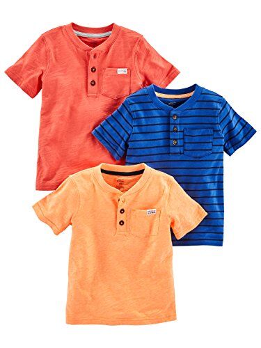 Simple Joys by Carter's 3-Pack Short-Sleeve Tee Shirts T-Shirt, Arancione/Blu/Rosso, 4 Anni (Pacco da 3) Bimbo