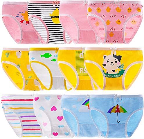 Anntry Bambine 12 Pezzi Slip Morbidi Bambini Confortevoli Biancheria Intima di Cotone Mutandine Assortiti 2-12 Anni (Colore-3, 10-12 Anni)