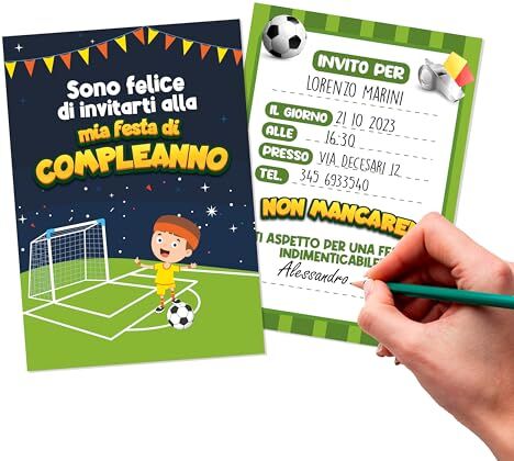 KEÏNELS 40 Pz Inviti Compleanno Bambino Originali Biglietti Invito Compleanno Bimbo Calciatore Kit Festa di Compleanno Originale