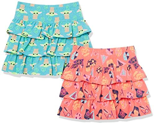 Amazon Essentials Disney   Marvel   Star Wars   Frozen   Princess Gonne Pantalone in Maglia con Volant (precedentemente Spotted Zebra) Ragazze, Pacco da 2, Fluorescente Star Wars-Bambino, 4 Anni