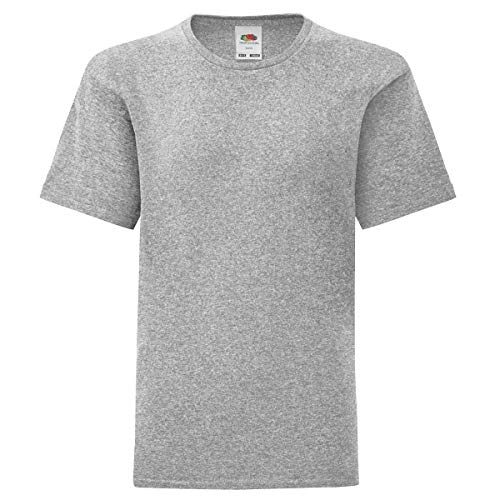 Fruit of the Loom T-Shirt Kids Iconic 150 T Maglietta, Heater Grey (Grigio Melange), 12-13 Anni (Pacco da 1) (Altezza 140-152 cm) Bambini e Ragazzi, Bambine e Ragazze