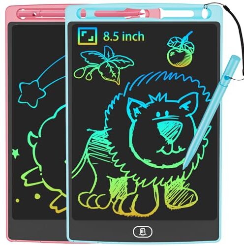 JOEAIS Tavoletta Grafica LCD Confezione Da 2, Tablet Disegno Da 8,5 Pollici Per Bambini Con Stilo Lanyard, Scarabocchio Giocattolo Didattico, Regali Perfetti Per Ragazzi E Ragazze (Rosa+Blu)