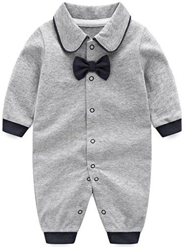 JiAmy Bambino Pagliaccetto Cotone Jumpsuit Manica Lunga Pigiama Abiti da Gentiluomo 3-6 Mesi