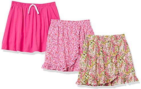 Amazon Essentials Gonne Pantalone in Maglia Bambine e Ragazze, Pacco da 3, Rosa Floreale, 5 Anni