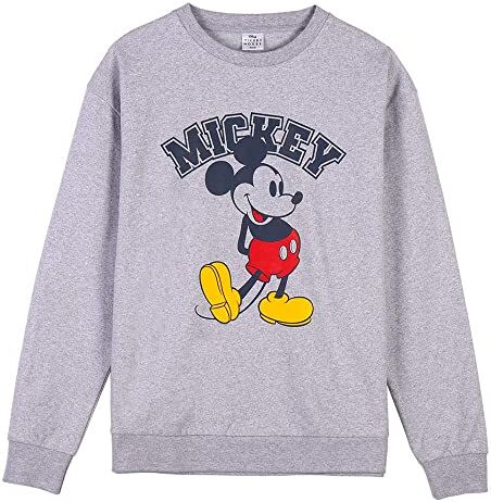 CERDÁ LIFE'S LITTLE MOMENTS Felpa in Cotone Spazzolato Topolino Maglia di Tuta, Grigio, XX-Large Unisex-Adulto