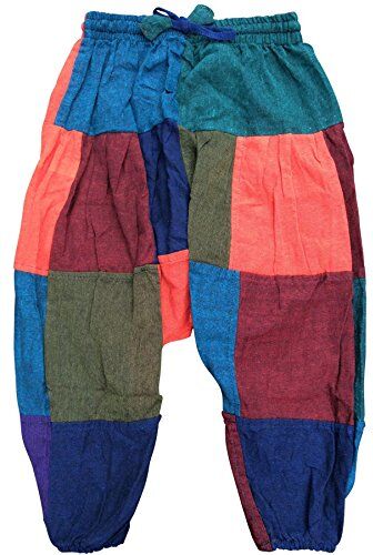 SHOPOHOLIC FASHION Pantaloni larghi alla turca per bambino, stile hippie-harem-boho, colorati e comodi Plain Patch X-Large