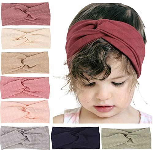 freesiom Fasce Capelli Neonata, 8 Pezzi Fascia Capelli Neonata Cotone Battesimo Corona Principessa Rossa Bianca Blu Con Fiocchi per Bambina Bimba Morbido Adatto Battesimo Eleganti Fiocco 0-3 anni Rosa Nera