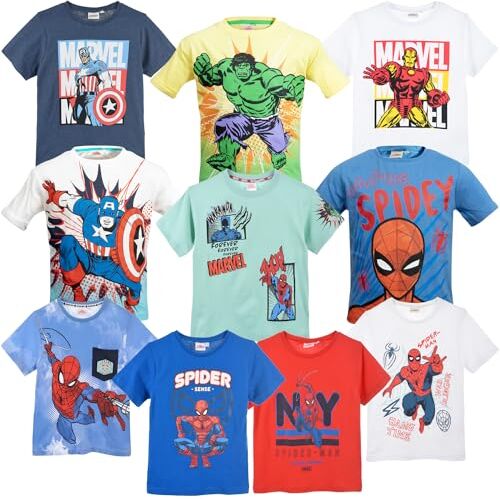 Cartoons Marvel Avengers Spiderman Bambino T-Shirt Maglia Maglietta a Maniche Corte Primavera Estate [1189 Blu 3 Anni]