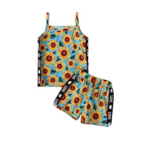 311 Costume Bagno Bambina 10 Anni Bambini Ragazze Fashional Reggicalze floreale Top stampato Short SPantsInfant 2 pezzi Ragazze Outfits & Set 10 Anni Femmina (Blue, 18 Months)