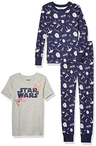 Amazon Essentials Disney   Marvel   Star Wars Set Pigiama (in precedenza Spotted Zebra) Bambini e Ragazzi, Pacco da 2, Grigio/Blu Marino Star Wars, 8 Anni