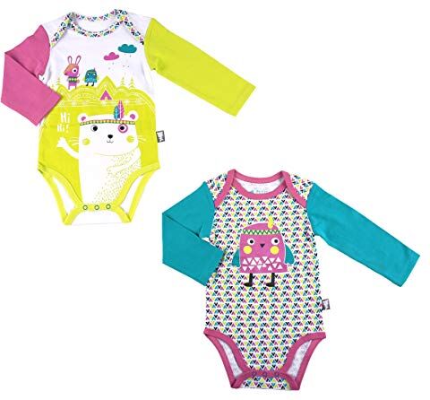 Petit Béguin Set di 2 body da bambina, a maniche lunghe, stile hihihihihihihihihi-, taglia 24 mesi (92 cm)